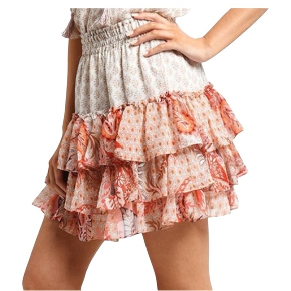 Floral Ruffle Skirt in Pink and Cream Size Small - Picture 1 of 8